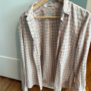 J Crew Light Pink and White Plaid button down (slim untucked)